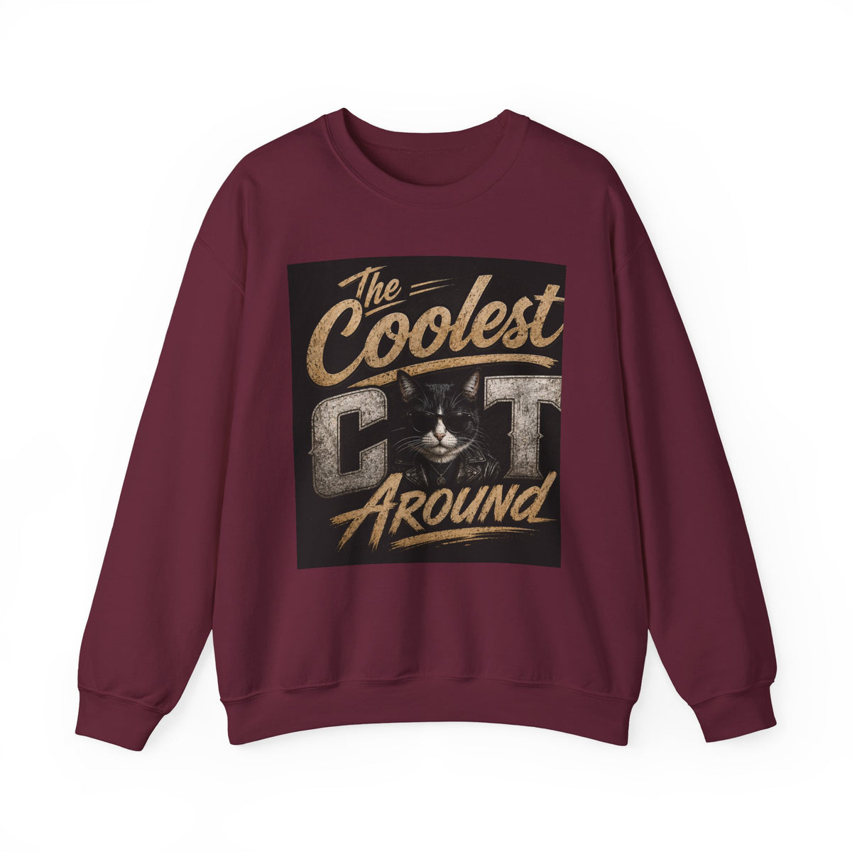Coolest Cat Around Sweatshirt – Vintage Cat Graphic Crewneck