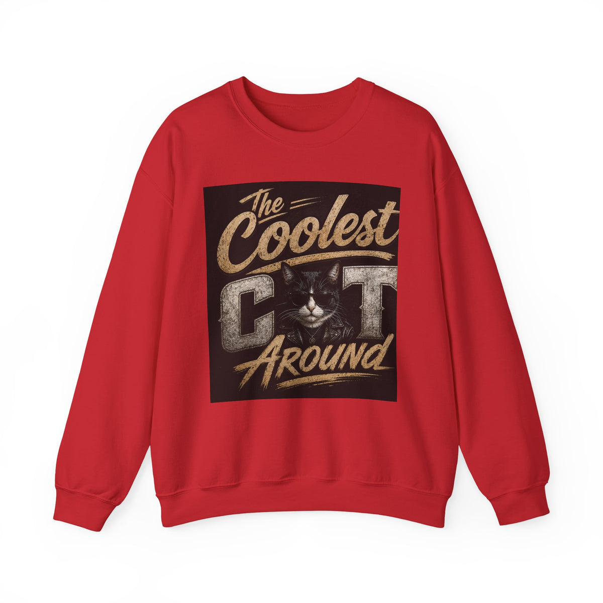 Coolest Cat Around Sweatshirt – Vintage Cat Graphic Crewneck