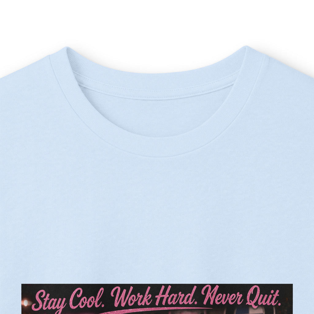 Cool Cat Long Sleeve Tee – "Stay Cool. Work Hard. Never Quit." Graphic Shirt