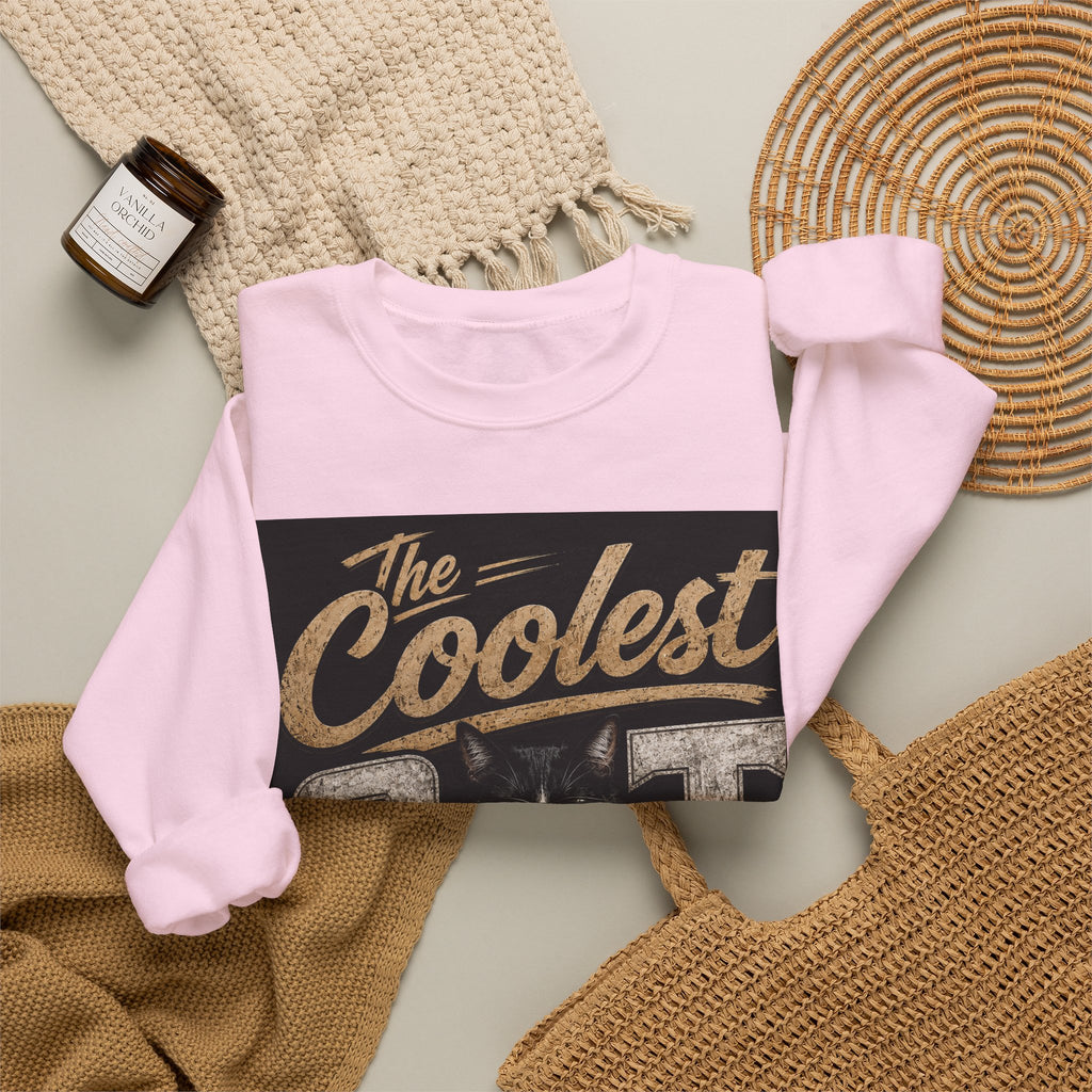 Coolest Cat Around Sweatshirt – Vintage Cat Graphic Crewneck
