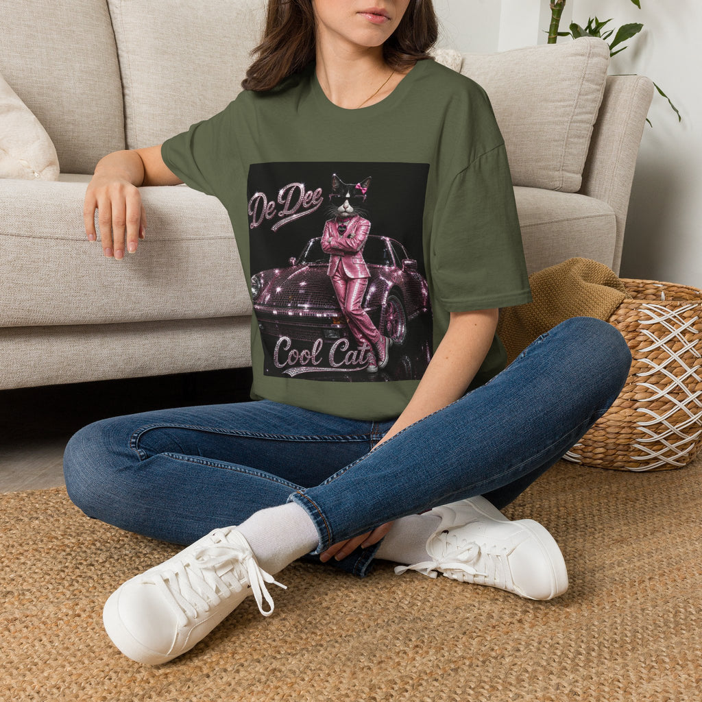 Cool Cat sparkles pink car Motivational T-Shirt — "Stay Cool. Work Hard. Never Quit."