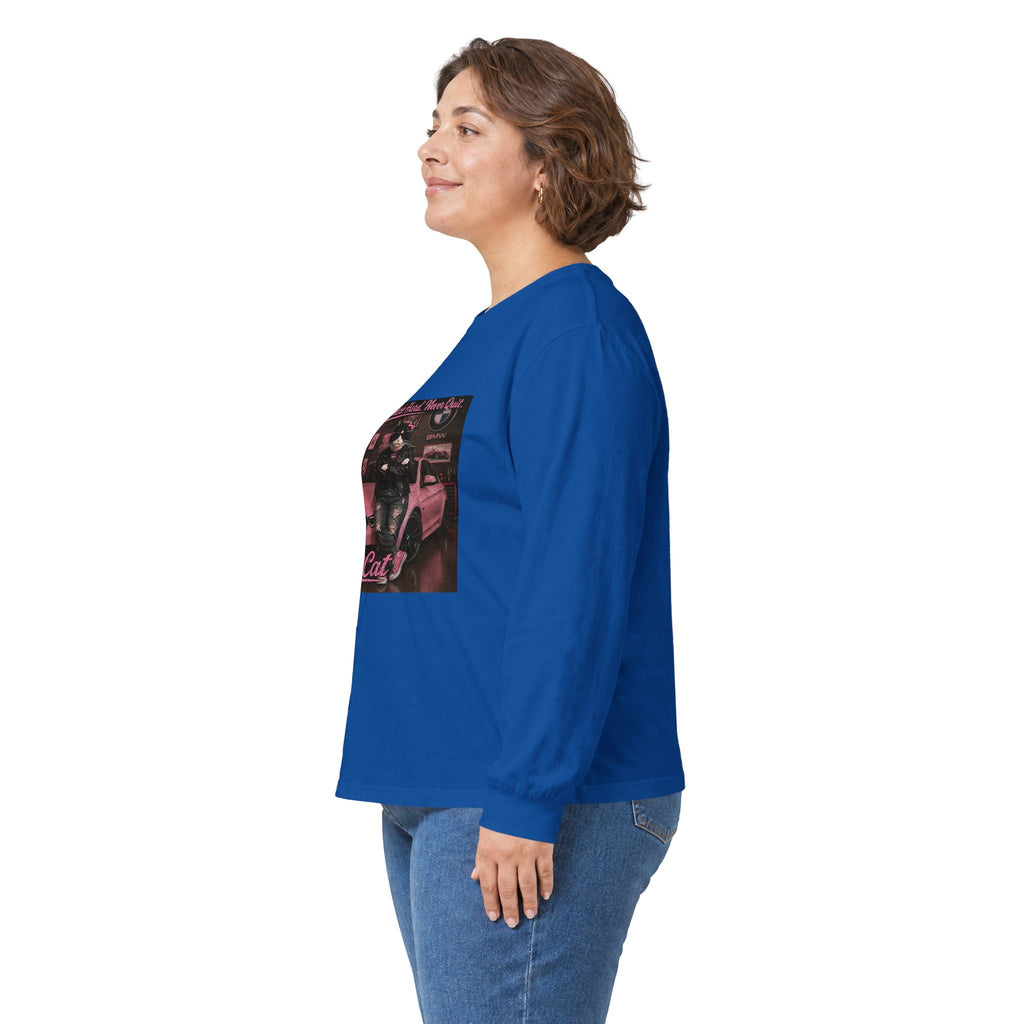 Cool Cat Long Sleeve Tee – "Stay Cool. Work Hard. Never Quit." Graphic Shirt