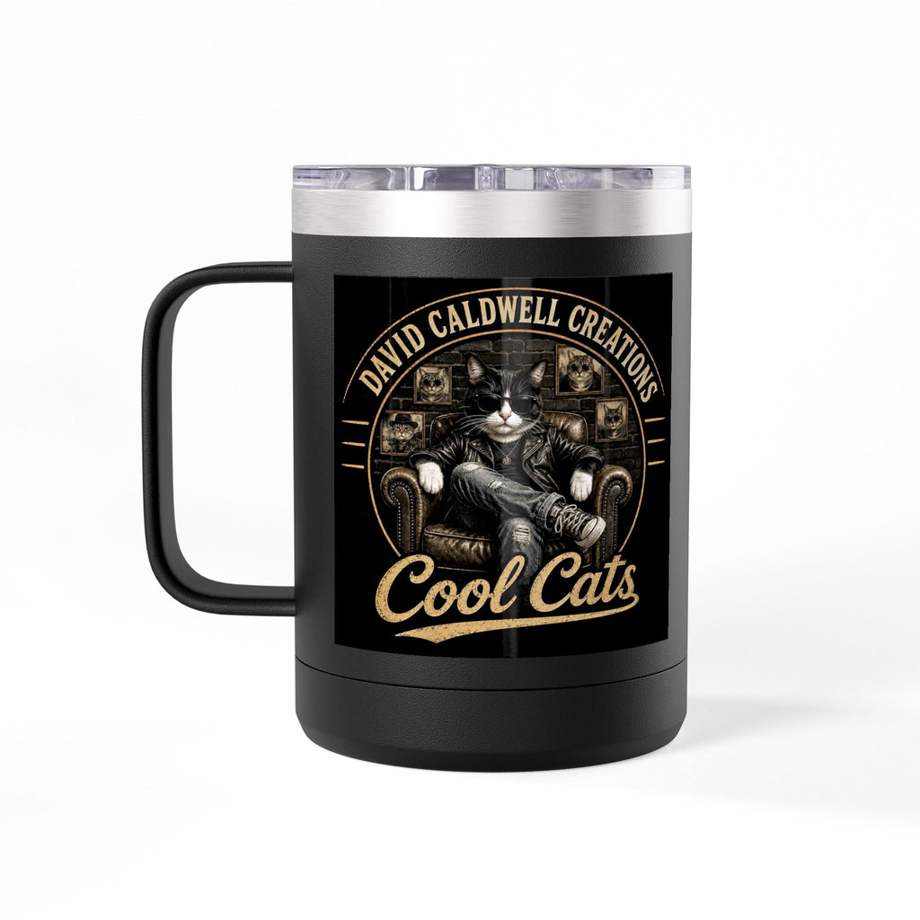 15oz Insulated Travel Mug — "Rescue Meow" Vintage Rescue Cats Design