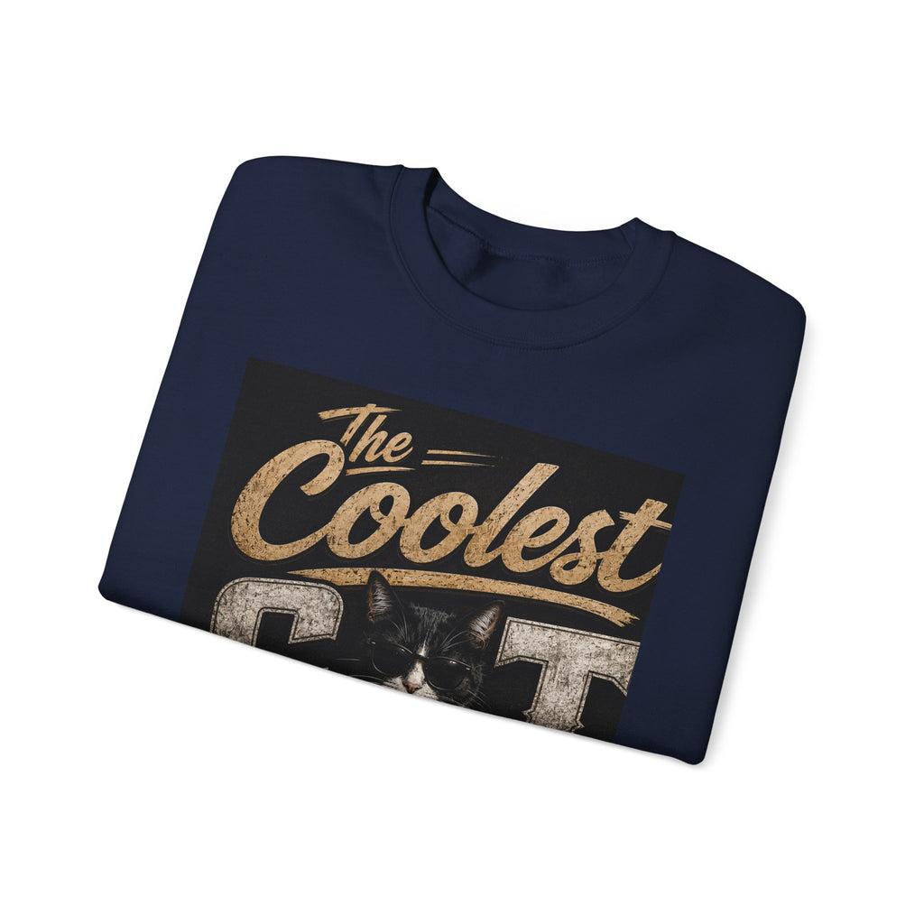 Coolest Cat Around Sweatshirt – Vintage Cat Graphic Crewneck
