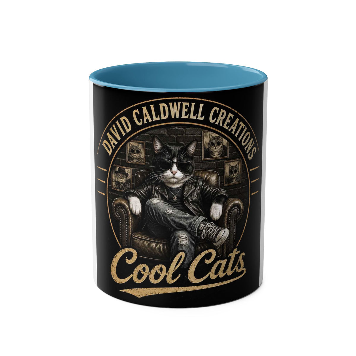 COOL CAT LOGO TUXEDO IN CHAIR - 11oz Two-Tone Coffee Mug