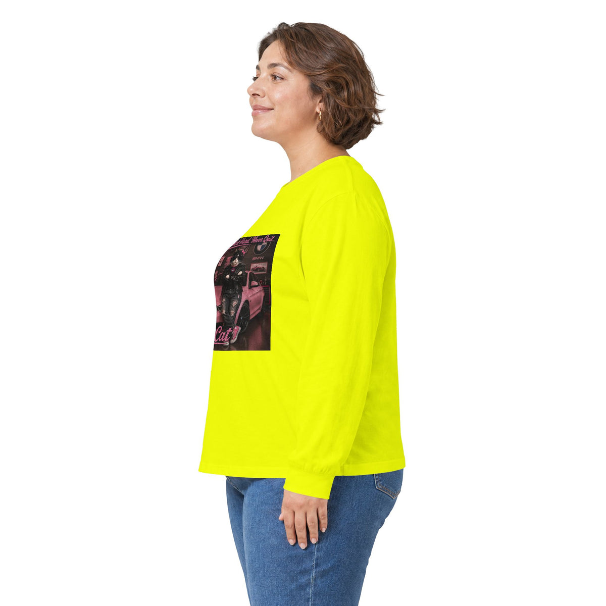 Cool Cat Long Sleeve Tee – "Stay Cool. Work Hard. Never Quit." Graphic Shirt