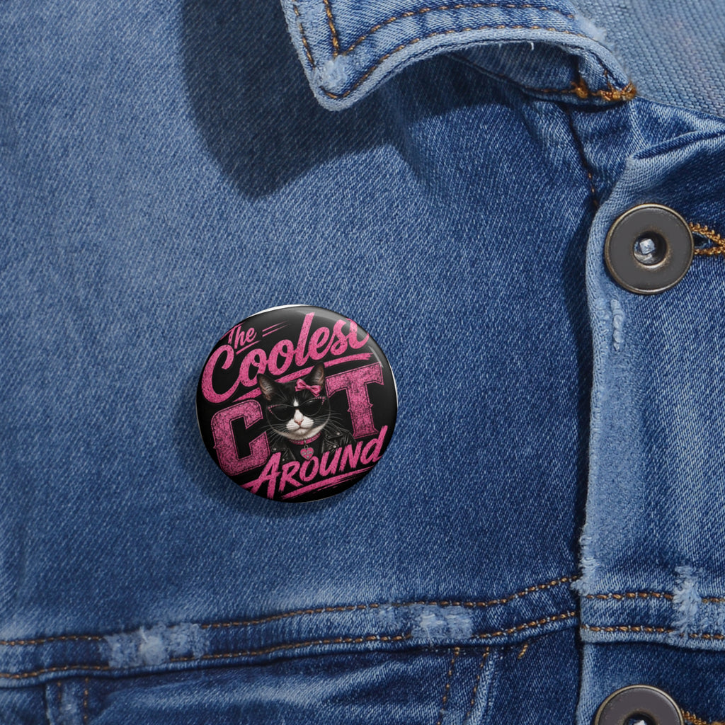 Copy of Coolest Cat (De Dee) Pink Around Pin Button — Funny Cat Lover Badge