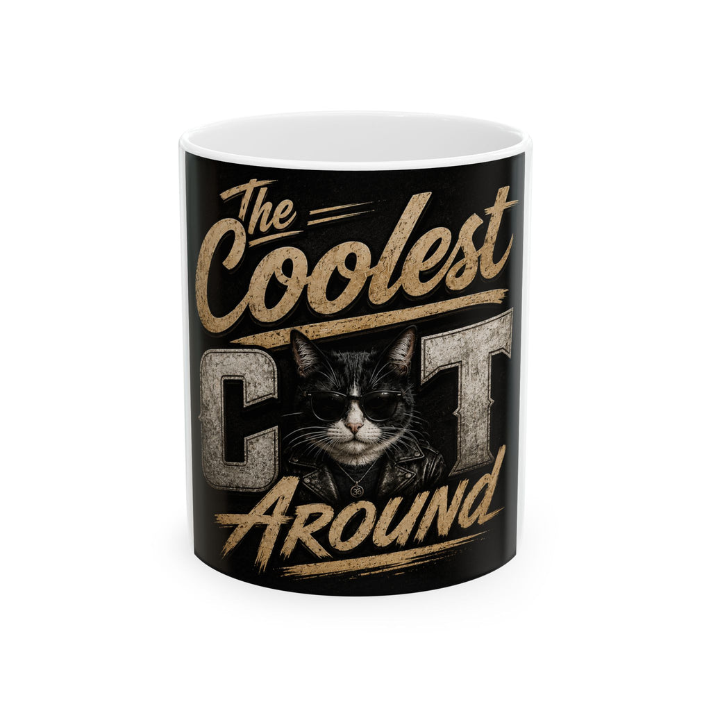 The Coolest Cat Around Ceramic Mug – Funny Cat Lover Coffee Cup (11oz, 15oz)