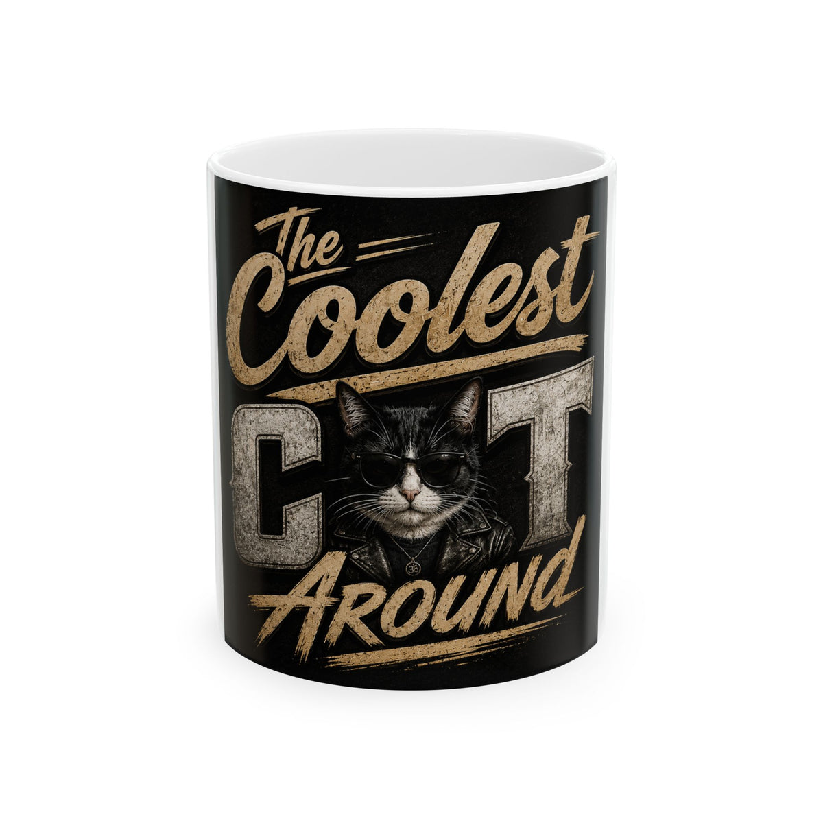 The Coolest Cat Around Ceramic Mug – Funny Cat Lover Coffee Cup (11oz, 15oz)