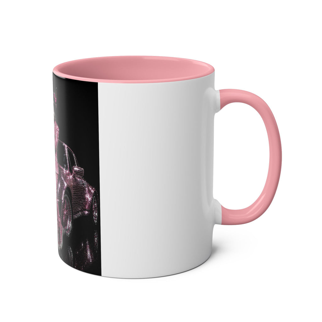 De Dee Sparkle pink car"The Coolest Cat Around"  - 11oz Two-Tone Coffee Mug