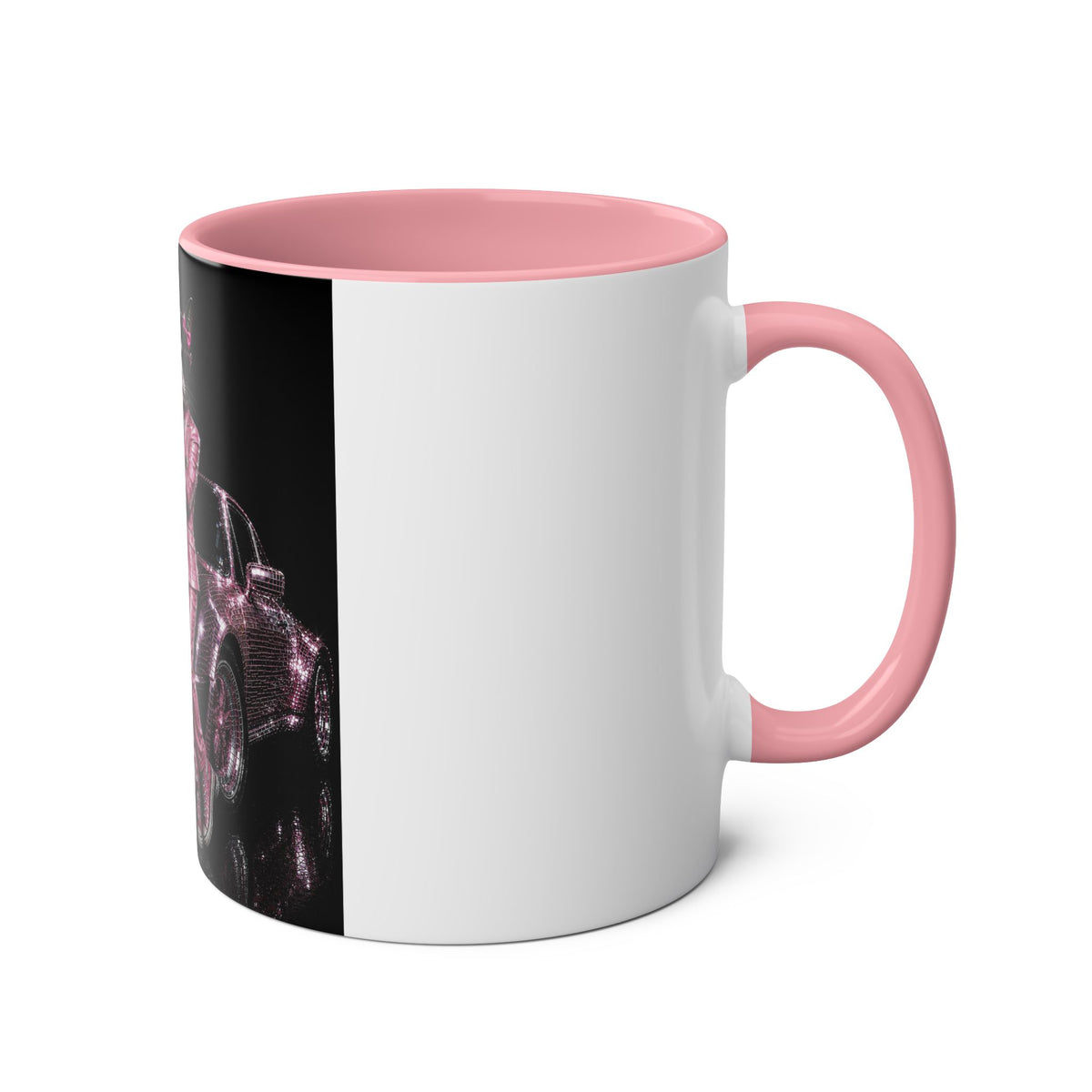 De Dee Sparkle pink car"The Coolest Cat Around"  - 11oz Two-Tone Coffee Mug