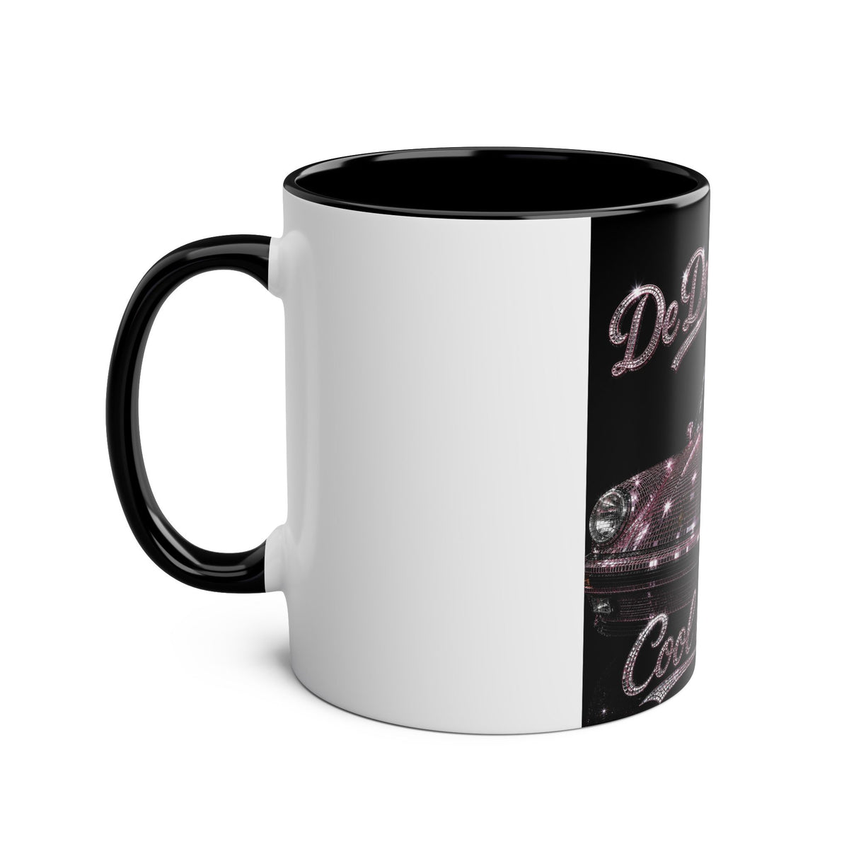 De Dee Sparkle pink car"The Coolest Cat Around"  - 11oz Two-Tone Coffee Mug