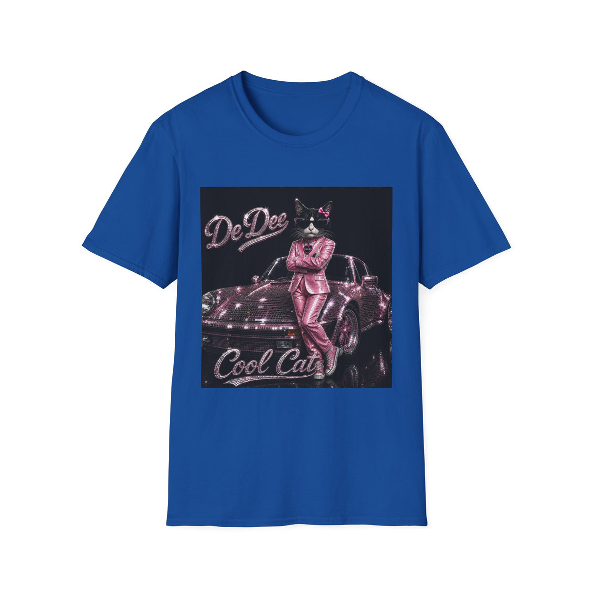Cool Cat sparkles pink car Motivational T-Shirt — "Stay Cool. Work Hard. Never Quit."