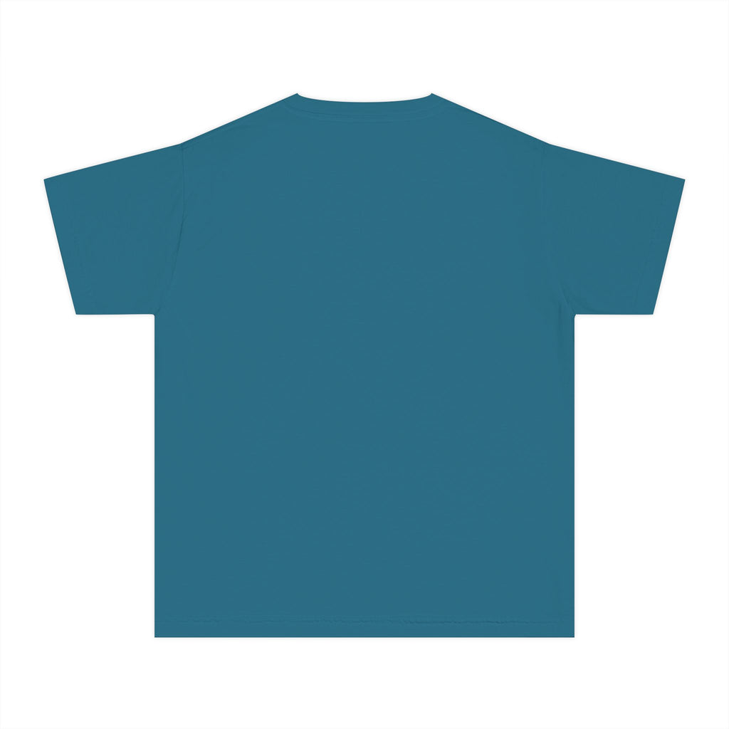 Cool Cat De Dee Standing on the Globe  Youth Tee — "Stay Cool, Work Hard, Never Quit" Motivational Graphic Shirt