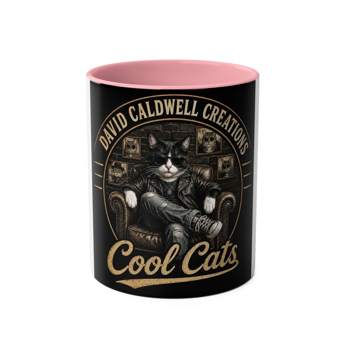 COOL CAT LOGO TUXEDO IN CHAIR - 11oz Two-Tone Coffee Mug