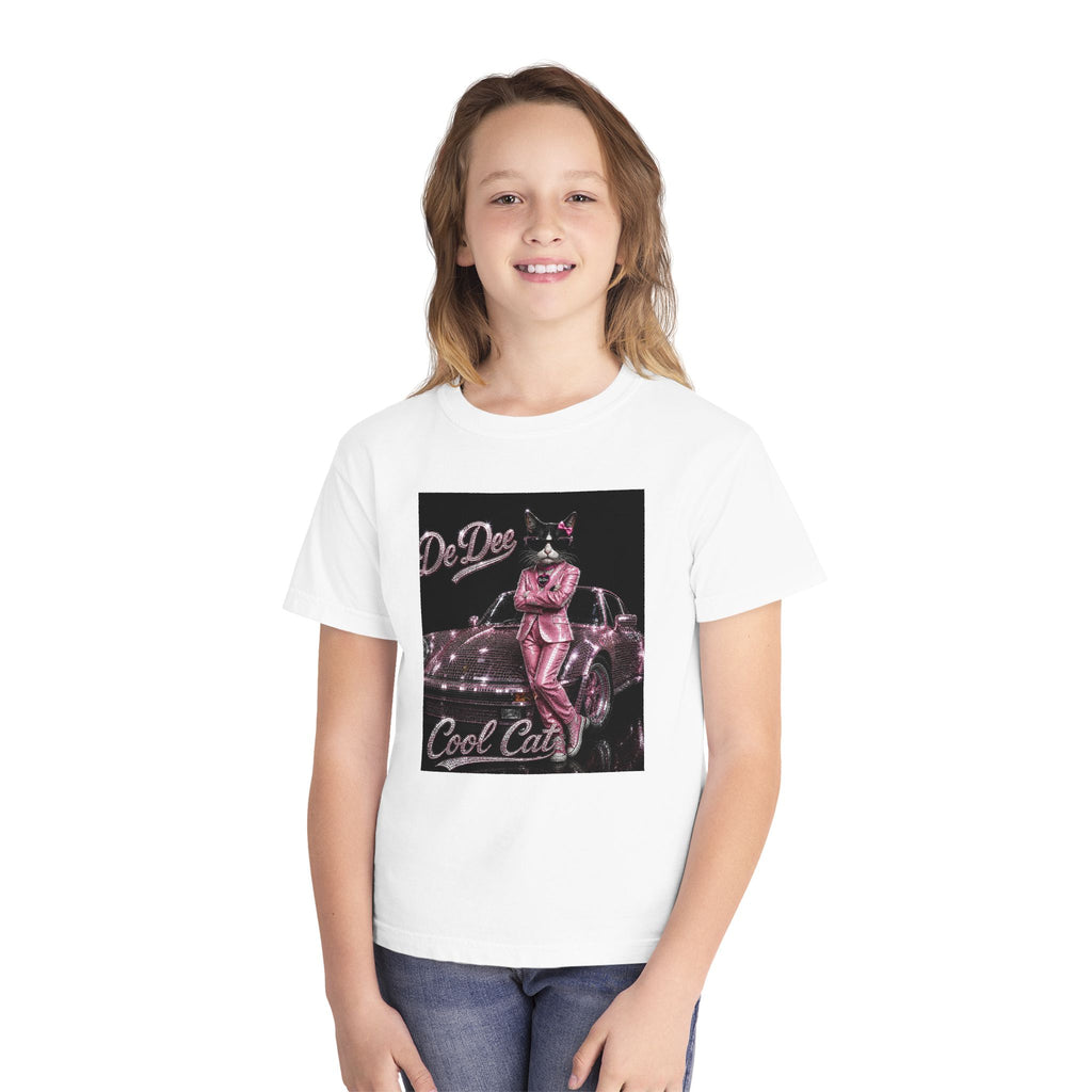 Cool Cat Youth Tee — 'Stay Cool. Work Hard. Never Quit.' Motivational Graphic Tee