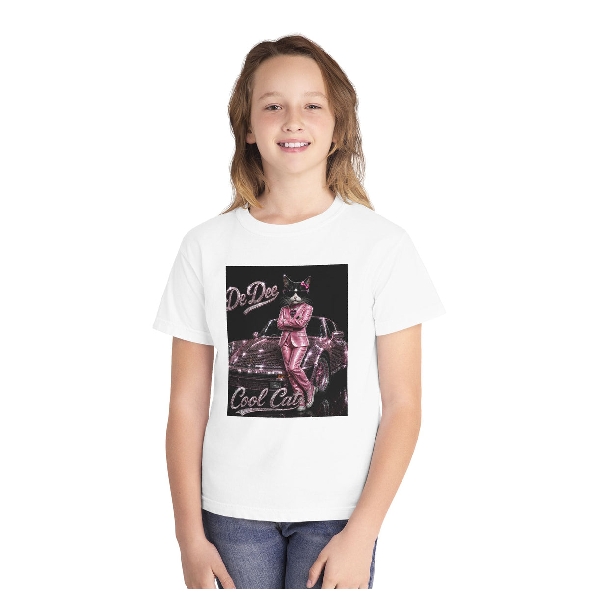 Cool Cat Youth Tee — 'Stay Cool. Work Hard. Never Quit.' Motivational Graphic Tee