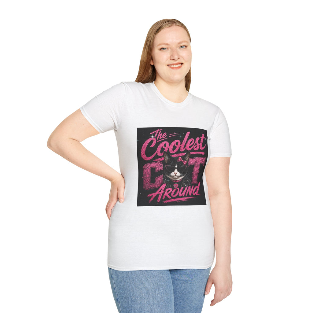 The Coolest Cat Around Pink T-Shirt