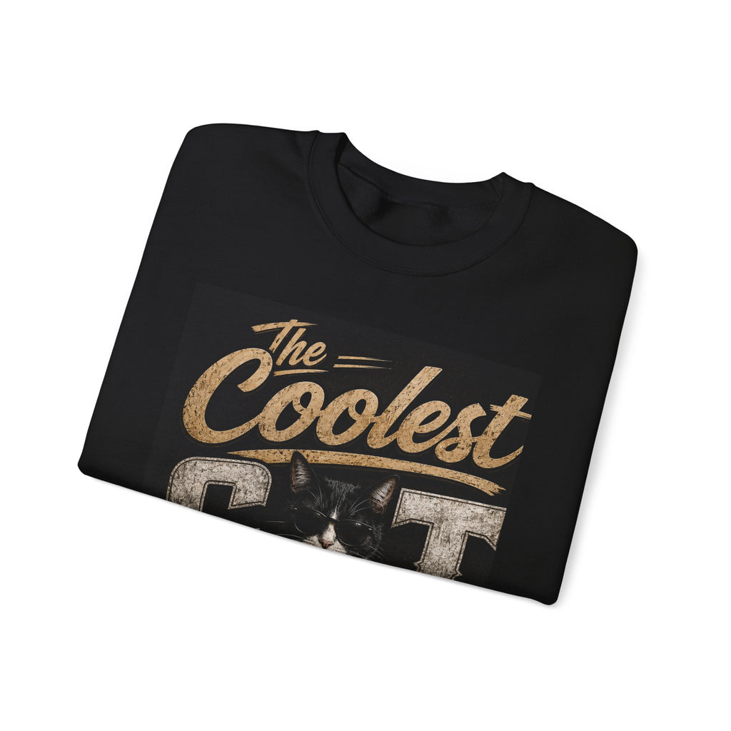 Coolest Cat Around Sweatshirt – Vintage Cat Graphic Crewneck