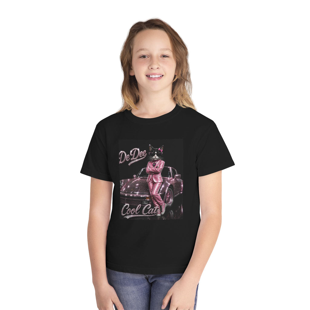 Cool Cat Youth Tee — 'Stay Cool. Work Hard. Never Quit.' Motivational Graphic Tee