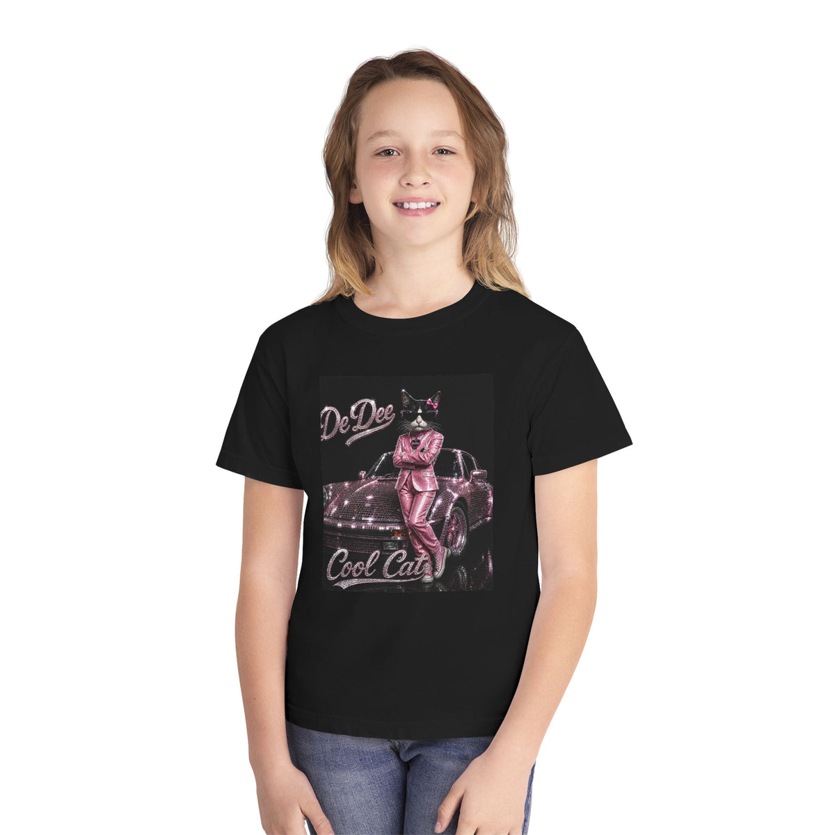 Cool Cat Youth Tee — 'Stay Cool. Work Hard. Never Quit.' Motivational Graphic Tee