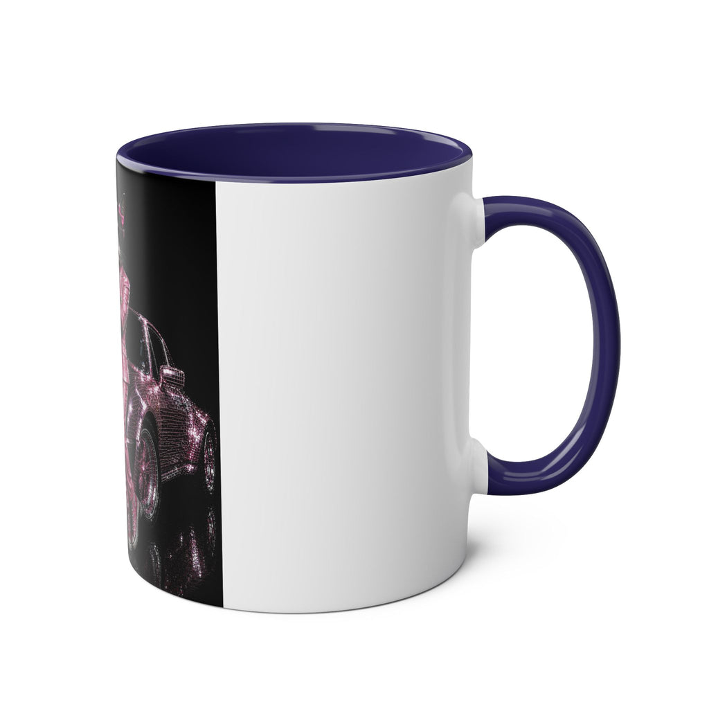 De Dee Sparkle pink car"The Coolest Cat Around"  - 11oz Two-Tone Coffee Mug