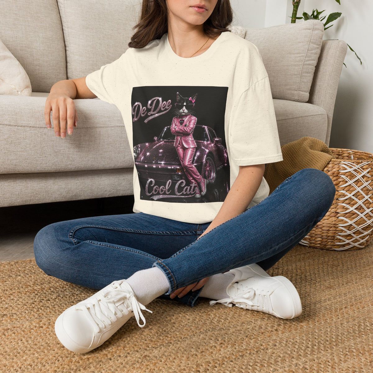 Cool Cat sparkles pink car Motivational T-Shirt — "Stay Cool. Work Hard. Never Quit."