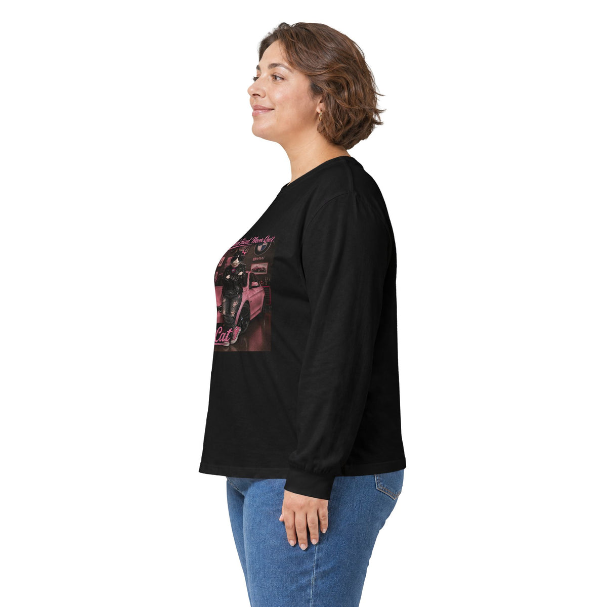 Cool Cat Long Sleeve Tee – "Stay Cool. Work Hard. Never Quit." Graphic Shirt