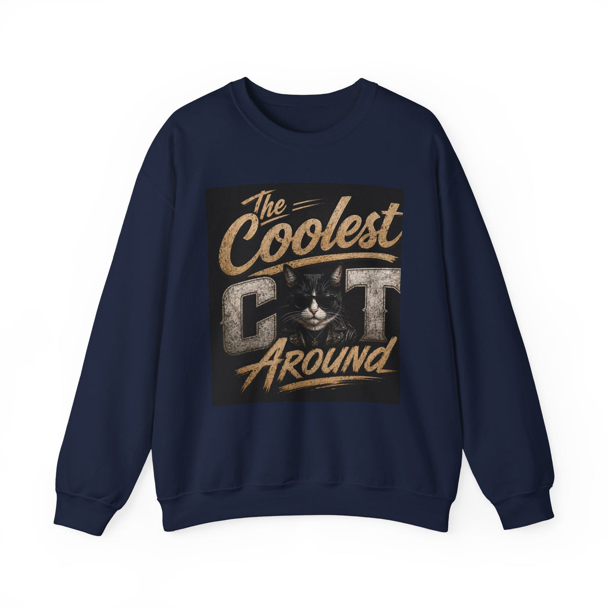 Coolest Cat Around Sweatshirt – Vintage Cat Graphic Crewneck
