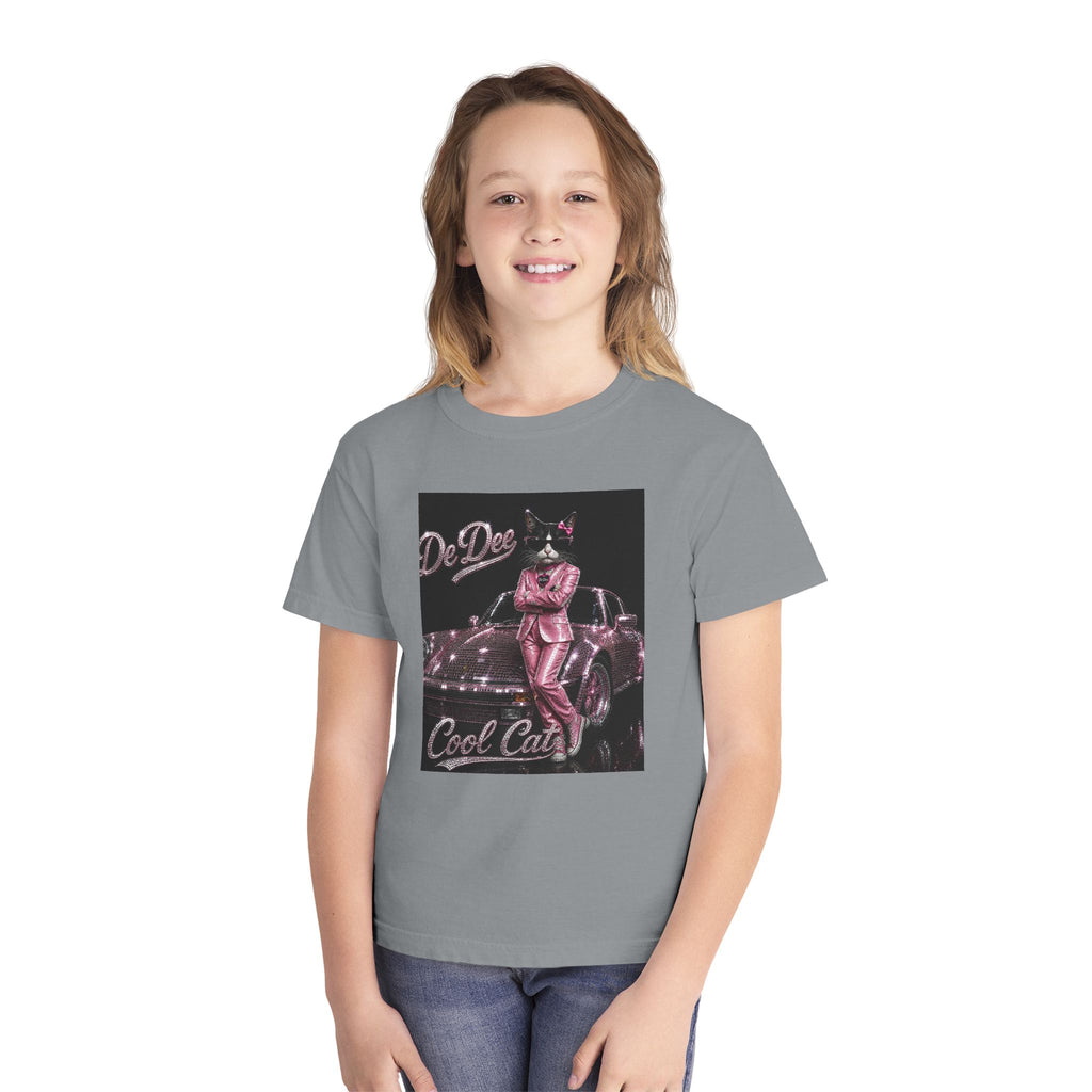 Cool Cat Youth Tee — 'Stay Cool. Work Hard. Never Quit.' Motivational Graphic Tee
