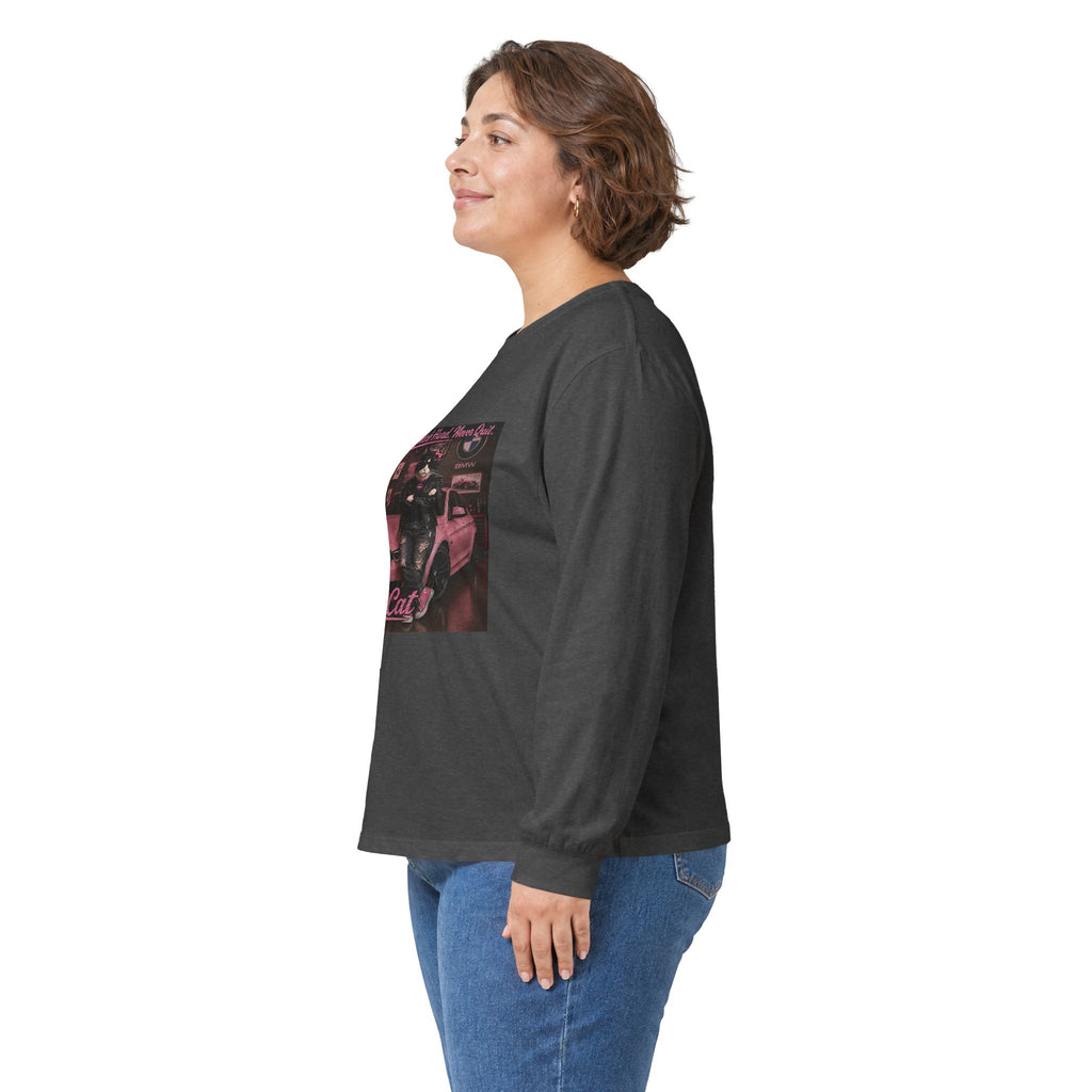 Cool Cat Long Sleeve Tee – "Stay Cool. Work Hard. Never Quit." Graphic Shirt