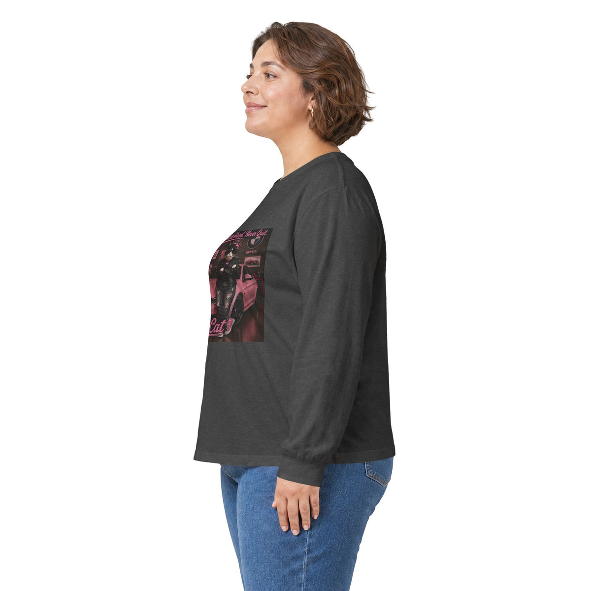 Cool Cat Long Sleeve Tee – "Stay Cool. Work Hard. Never Quit." Graphic Shirt
