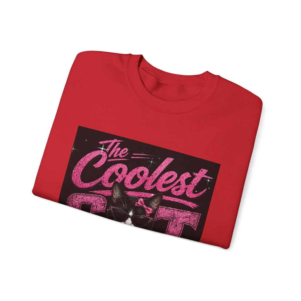 Coolest Cat Around Sweatshirt — Retro Cat Graphic Crewneck
