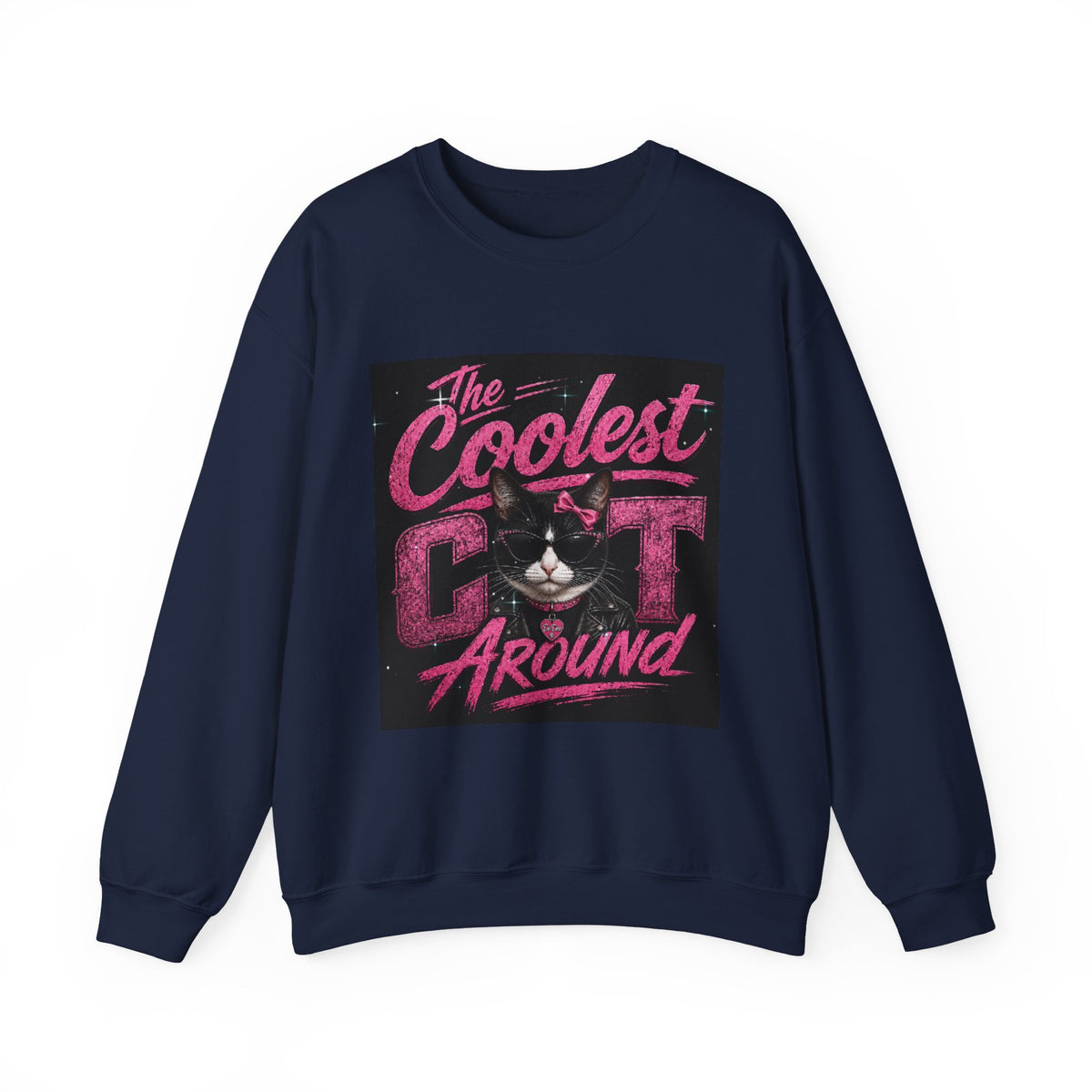 Coolest Cat Around Sweatshirt — Retro Cat Graphic Crewneck