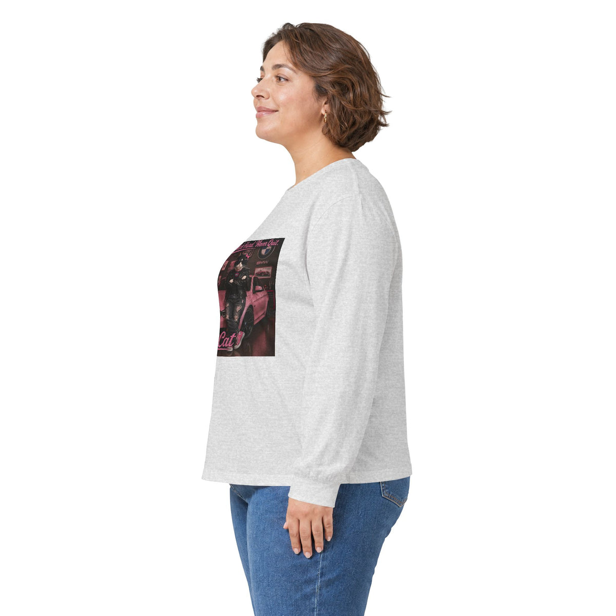 Cool Cat Long Sleeve Tee – "Stay Cool. Work Hard. Never Quit." Graphic Shirt