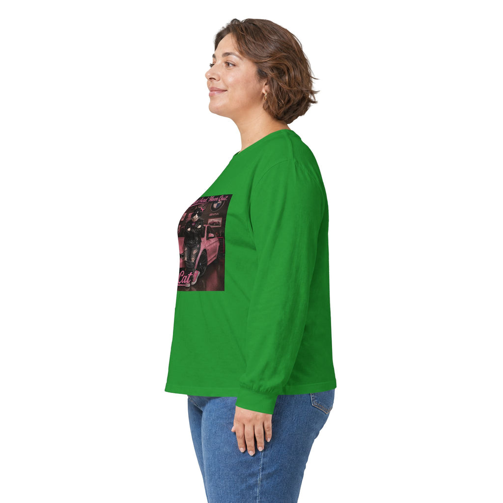Cool Cat Long Sleeve Tee – "Stay Cool. Work Hard. Never Quit." Graphic Shirt