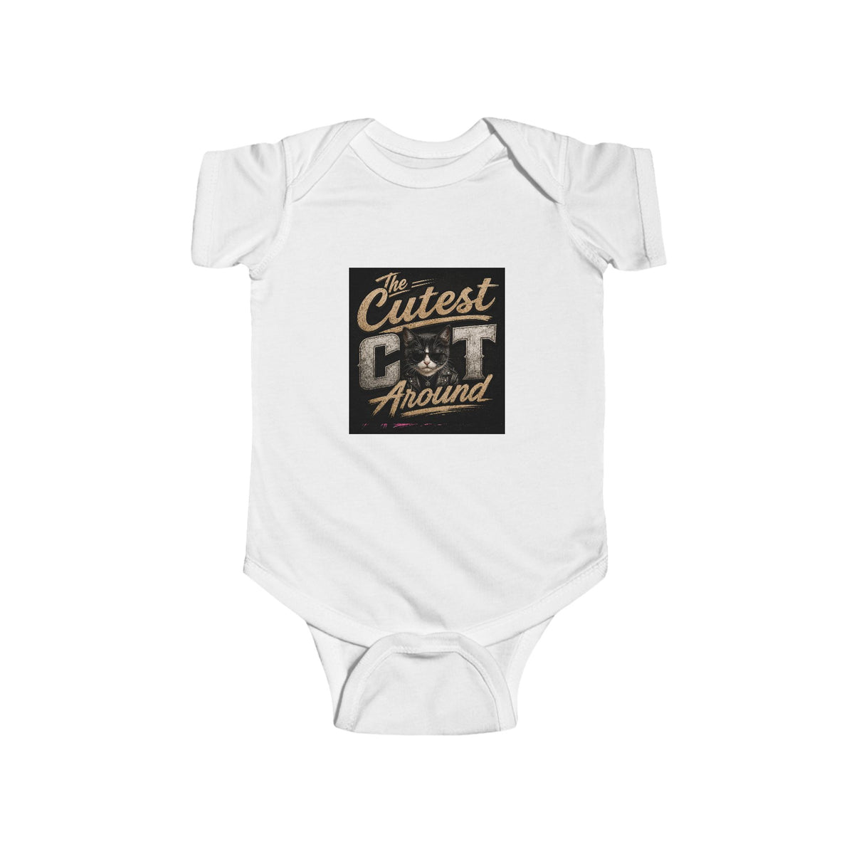 Copy of Infant Bodysuit - "The Cutest Cat Around" Baby Onesie, Retro Pink Cat Graphic
