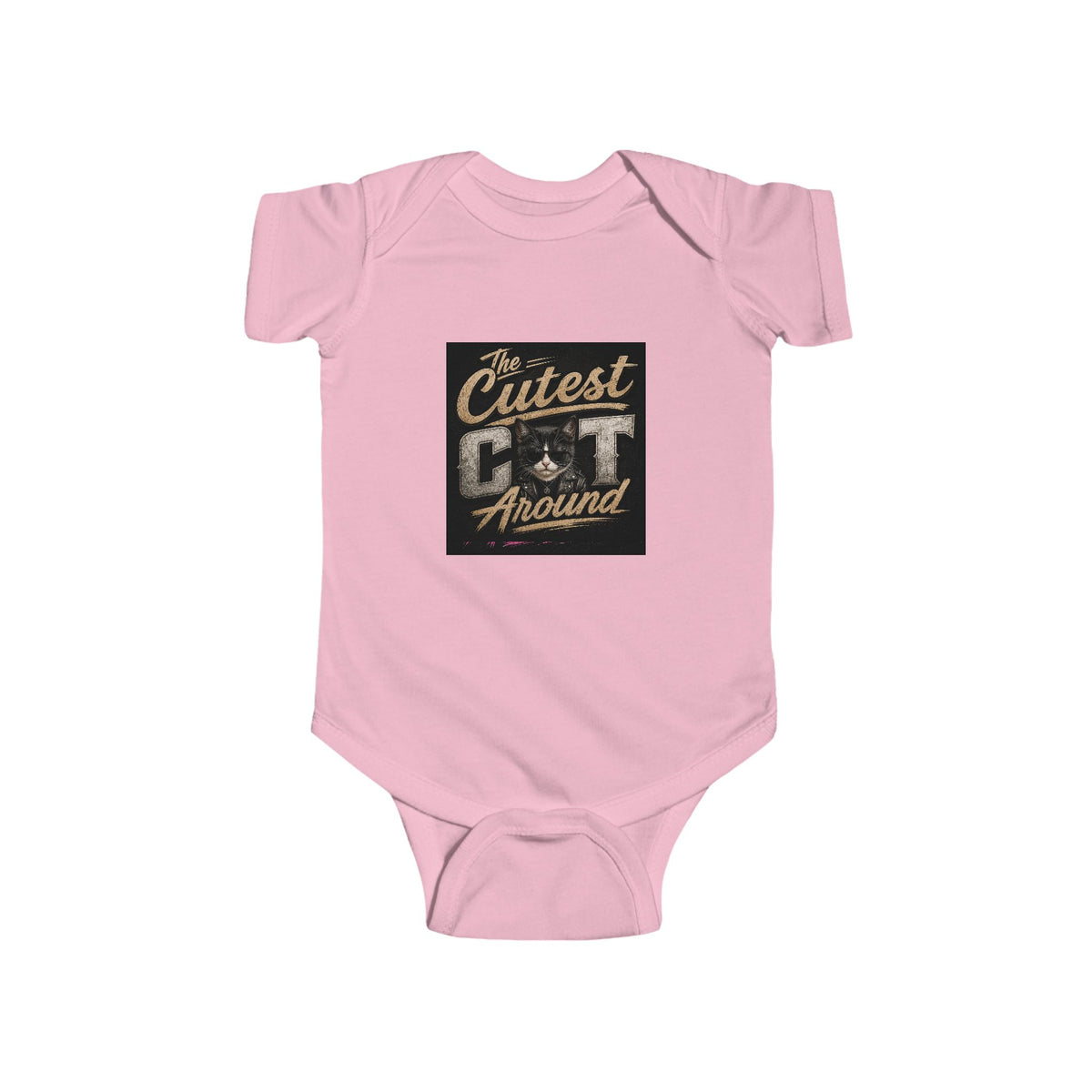 Copy of Infant Bodysuit - "The Cutest Cat Around" Baby Onesie, Retro Pink Cat Graphic