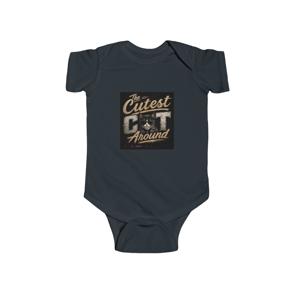 Copy of Infant Bodysuit - "The Cutest Cat Around" Baby Onesie, Retro Pink Cat Graphic