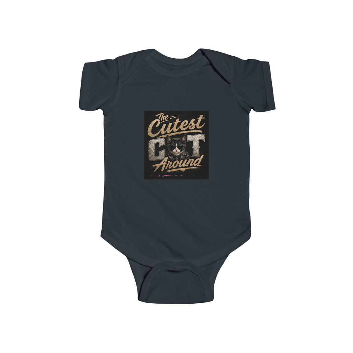 Copy of Infant Bodysuit - "The Cutest Cat Around" Baby Onesie, Retro Pink Cat Graphic