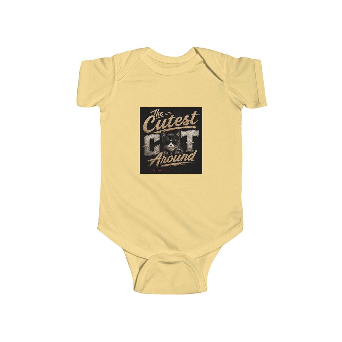 Copy of Infant Bodysuit - "The Cutest Cat Around" Baby Onesie, Retro Pink Cat Graphic
