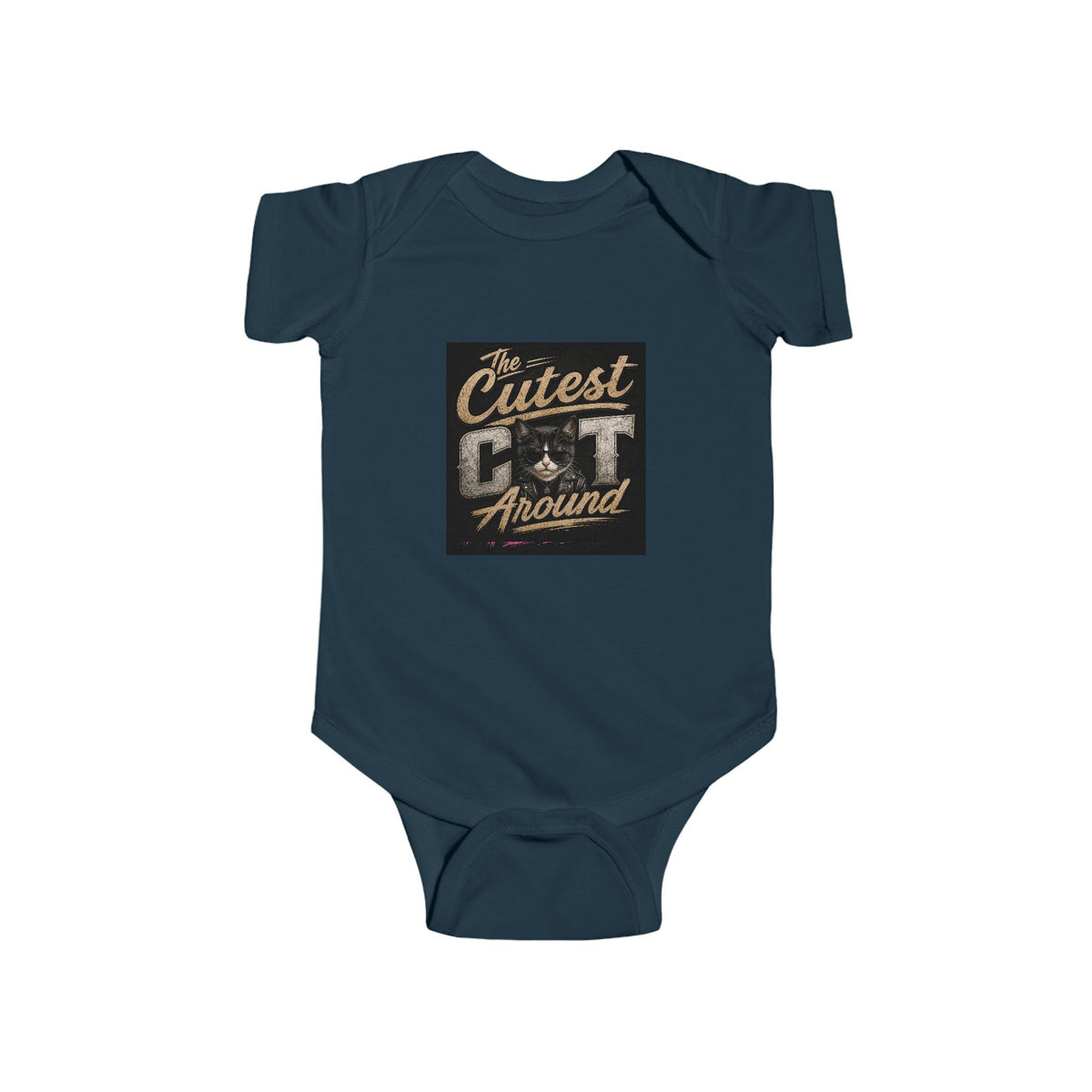 Copy of Infant Bodysuit - "The Cutest Cat Around" Baby Onesie, Retro Pink Cat Graphic