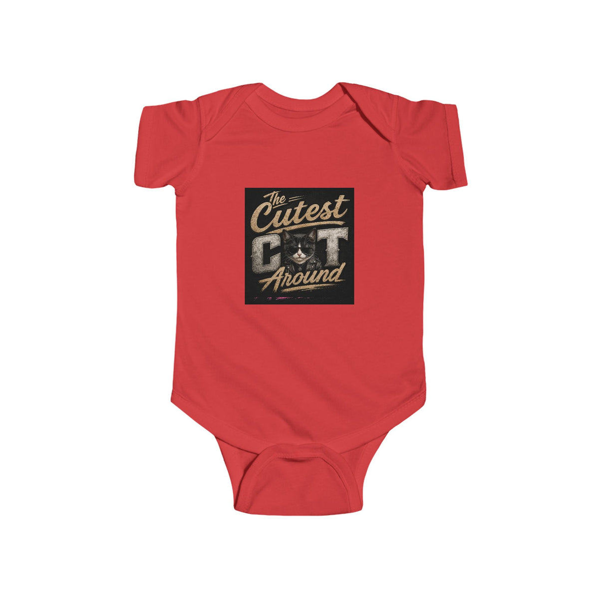 Copy of Infant Bodysuit - "The Cutest Cat Around" Baby Onesie, Retro Pink Cat Graphic