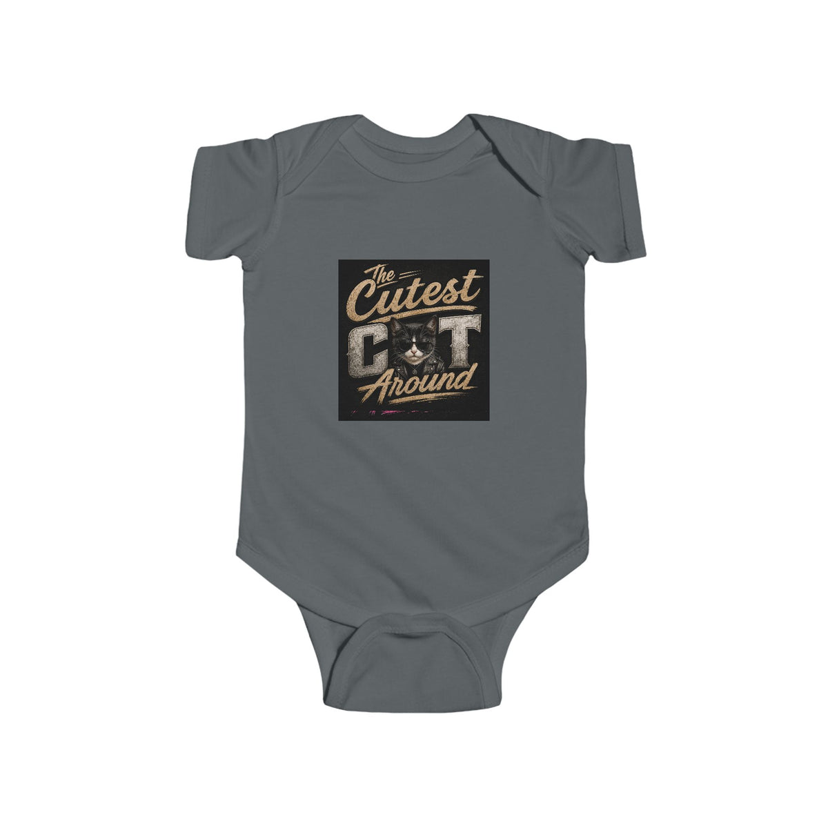Copy of Infant Bodysuit - "The Cutest Cat Around" Baby Onesie, Retro Pink Cat Graphic