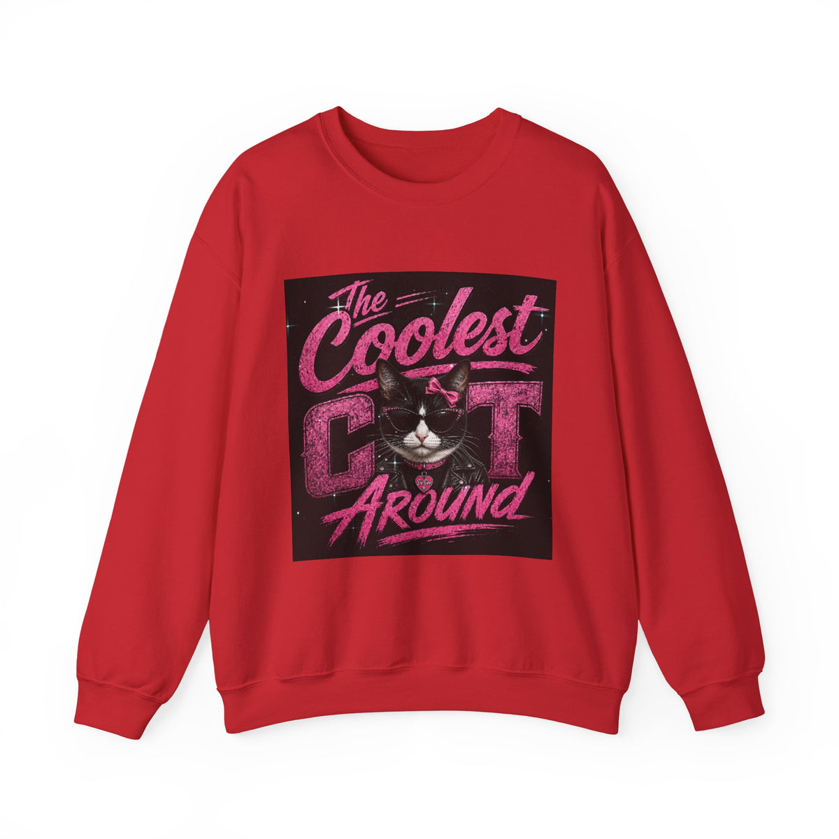 Coolest Cat Around Sweatshirt — Retro Cat Graphic Crewneck