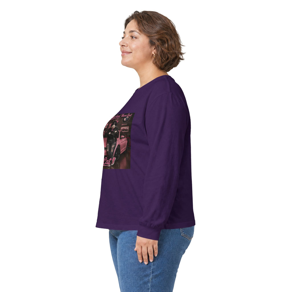Cool Cat Long Sleeve Tee – "Stay Cool. Work Hard. Never Quit." Graphic Shirt
