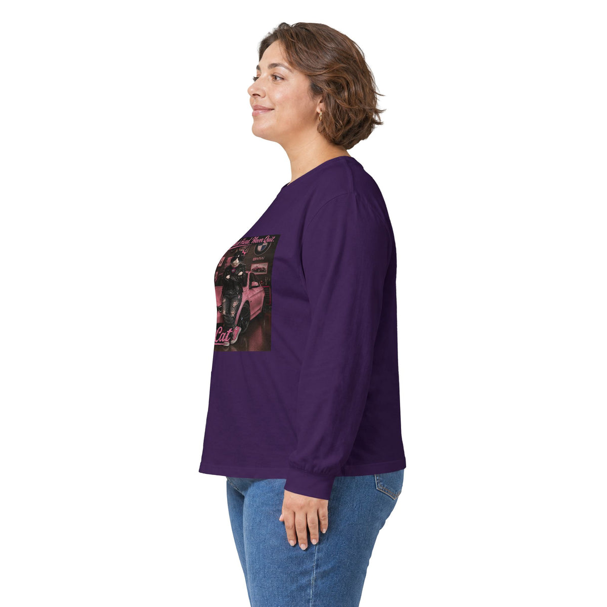 Cool Cat Long Sleeve Tee – "Stay Cool. Work Hard. Never Quit." Graphic Shirt