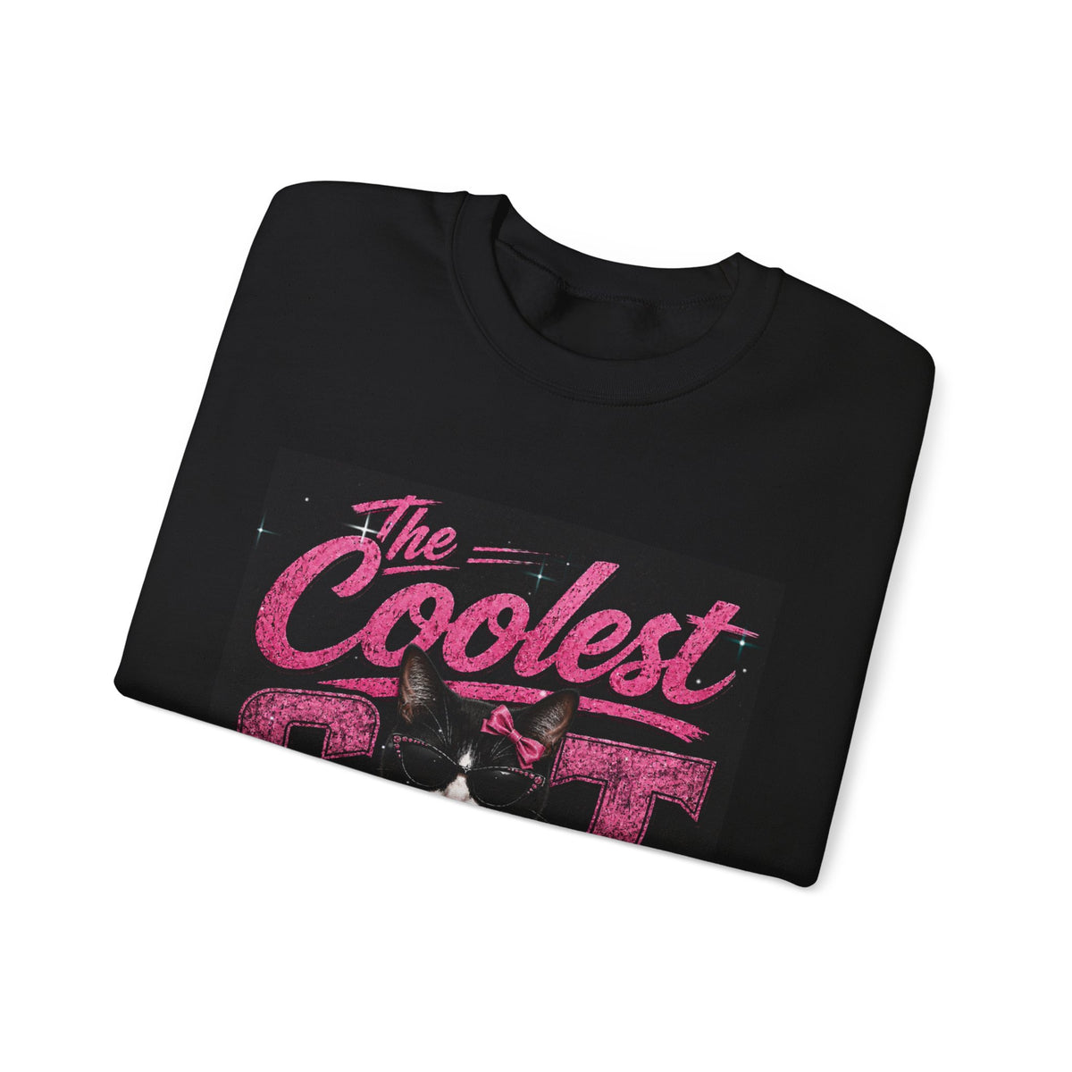 Coolest Cat Around Sweatshirt — Retro Cat Graphic Crewneck