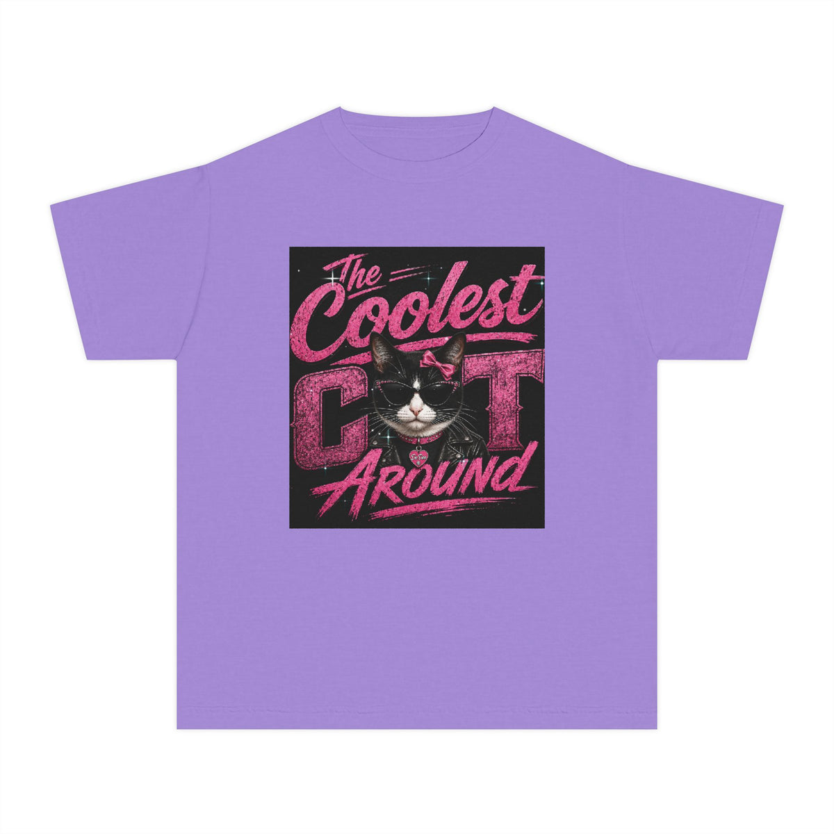 Youth Tee — "The Coolest Cat Around" Graphic Cat Shirt