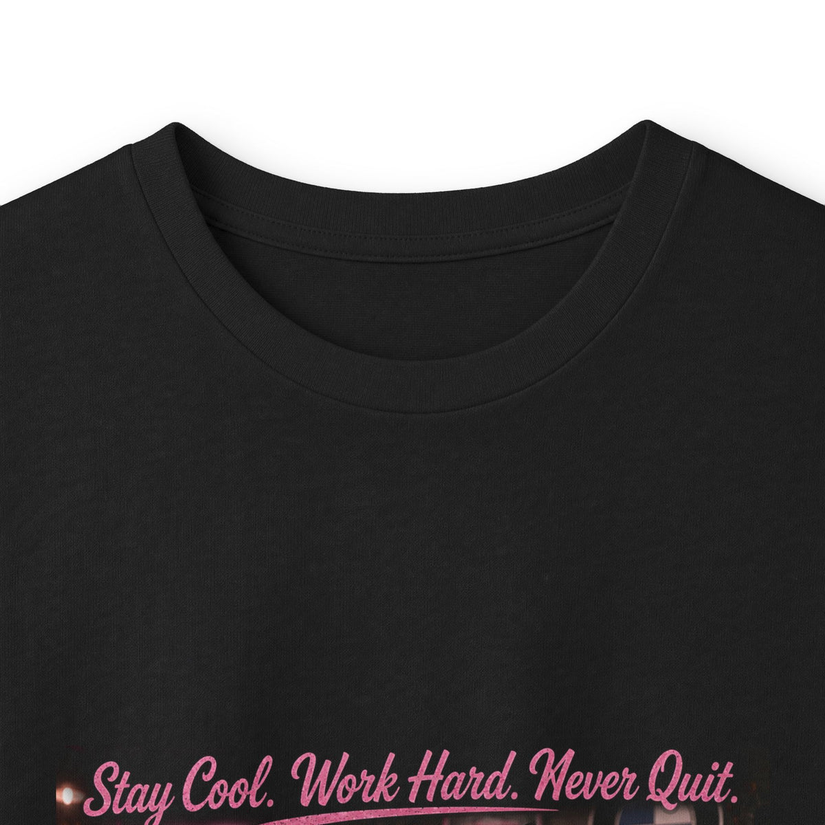 Cool Cat Long Sleeve Tee – "Stay Cool. Work Hard. Never Quit." Graphic Shirt